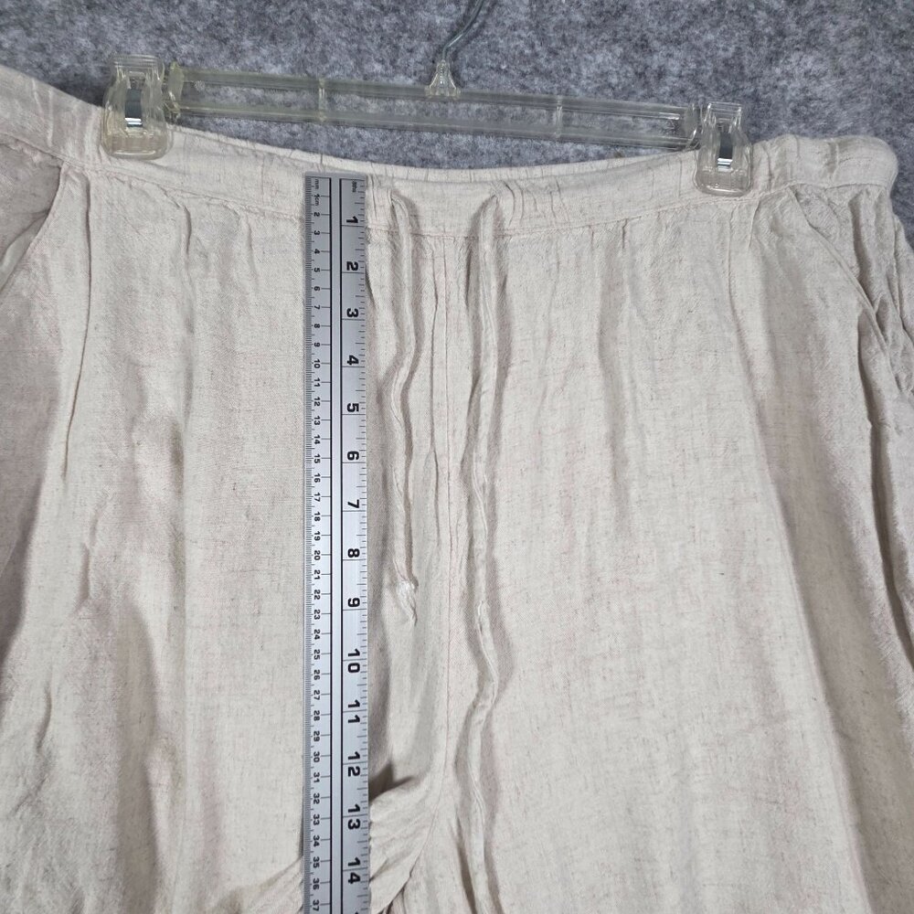 American Eagle Women's Linen Pants Beige Tan Elastic waistband Relaxed Size XXL - Picture 4 of 9